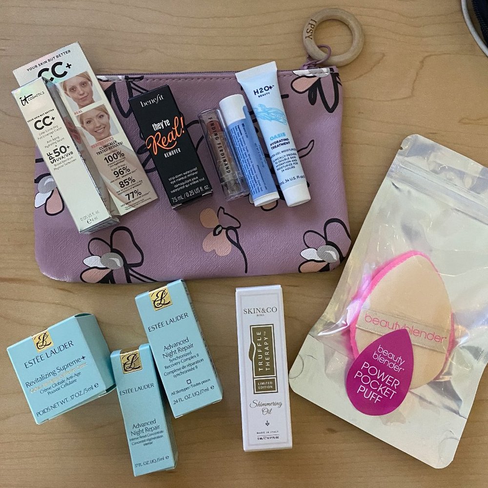 Makeup bundle! Powder puff, Estee Lauder, and more